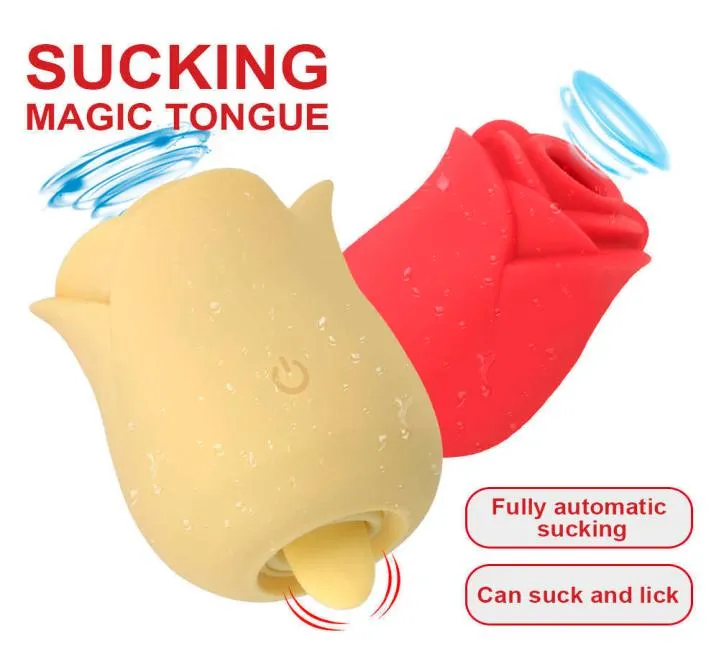 Rose Nippel Sauger Oral Zunge Lecken Vibrator Leistungsstarke Vagina Masturbation Sex Spielzeug für Frauen Gspot Klitoris Stimulation P0818 9026010
