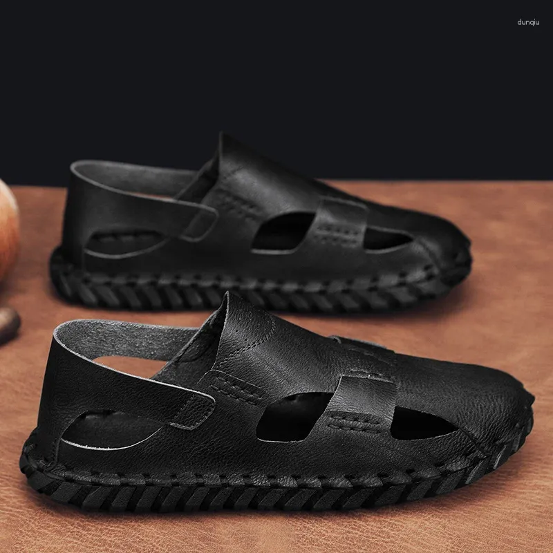 Sandals Mens Summer Fashion Leather Male Slippers Casual Outdoor Platform Ankle Beach Shoes Fisherman Luxury Sport Walking