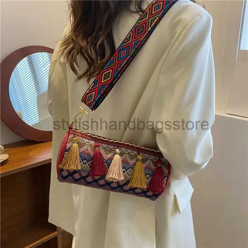 Borse a tracolla Borsa a forma di cilindro bohémien Borsa per telefono vintage Borsa laterale con nappa con frange per ragazzenegozio di borse eleganti