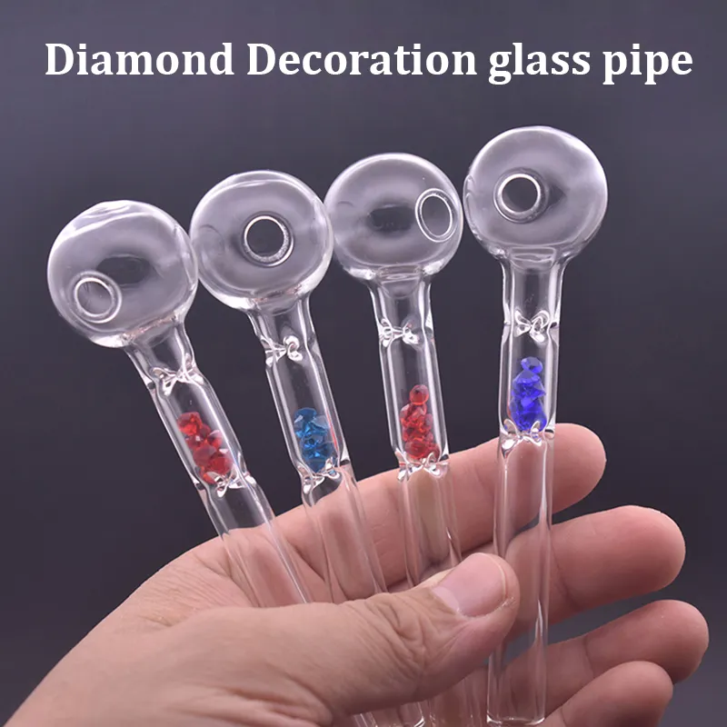 Wholesale Thick Pyrex Glass Oil Burner Pipe With Diamond Clear Tube