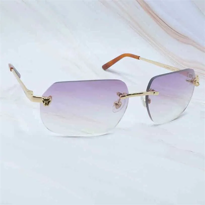 2023 Designer Glasses Model Panther Tint Fashion Sun Summer Rimless Glasses Women and Mens Eyewear O2CI Sunglasses