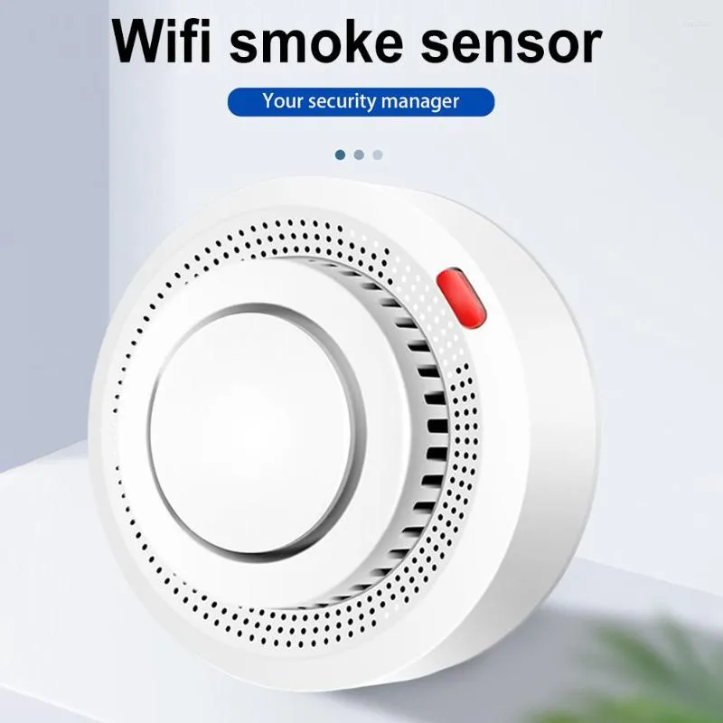 WiFi Smart Smoke Detector Tuya App 70DB geluid en lichte alarm Real-time monitoring plafondmontage voor thuiskeuken Beveiliging