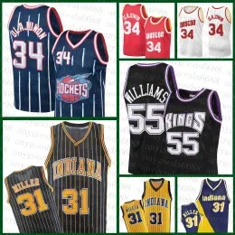 Custom men kids Houstkets''Indiana Pacer Sacramentos King Basketball Jersey 55 Hakeem Olajuwon Reggie Miller 2021 2022 New 34 31 Jason Williams