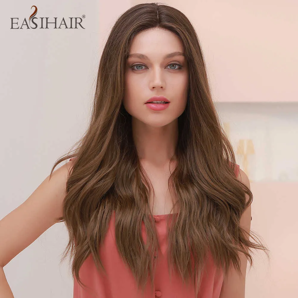 Синтетические парики Easihair Long Brown Curace передний парик для женских детских волос