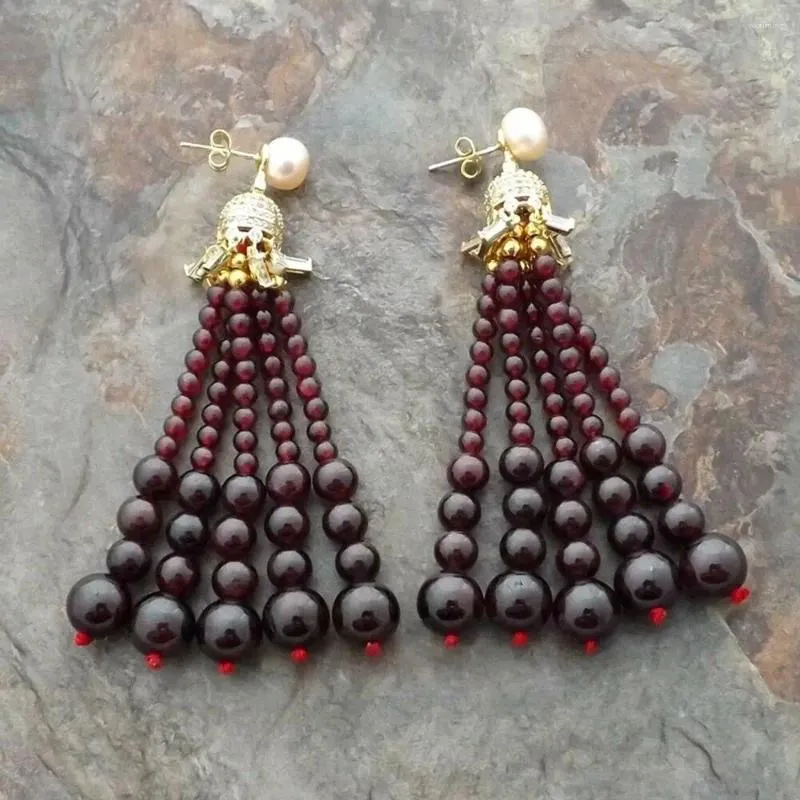 Dangle Earrings Beautiful Garnet Pink Freshwater Pear Zircon Pave