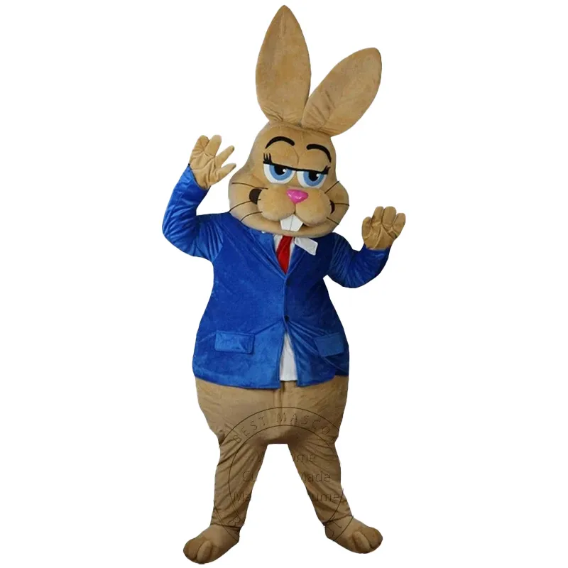 2024 Tamaño adulto Disfraz de mascota de conejo marrón Conejito de Pascua Tema de dibujos animados Vestido de lujo