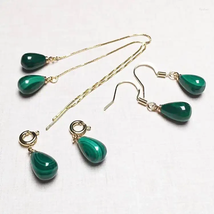 Dingle örhängen naturlig malachite sten enkla tårtropp pärlor dropp örhänge hängande gröna sällsynta smycken kvinnor gåva