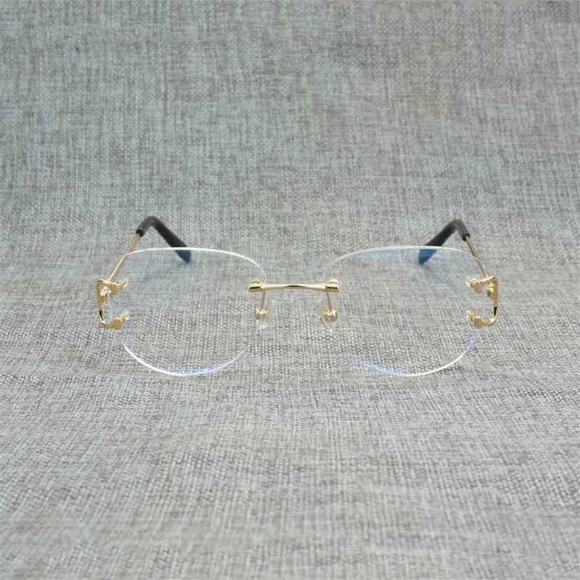 2023 Tasarımcı Gözlük Vintage Çüreksiz Kare Açık Gözlükler Erkek Oval Tel Gözlükler Optik Metal Çerçeve Oculos Güneş Gözlüğü Okumak İçin Büyük Gözlük Kadınları