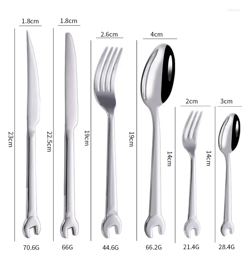 Fourchettes Fourchette En Acier Forme Créative 6 pièce/ensemble Clé Cuillère À Thé Café Dîner En Acier Inoxydable 304 Vaisselle Ensemble Cuisine Camping Famille Couverts