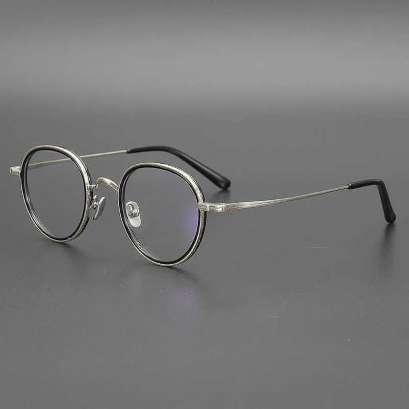 moda giapponese fatta a mano Fengling erba scolpita occhiali in puro titanio stile Repubblica Cinese Xu Zhimo piccola cornice rotonda