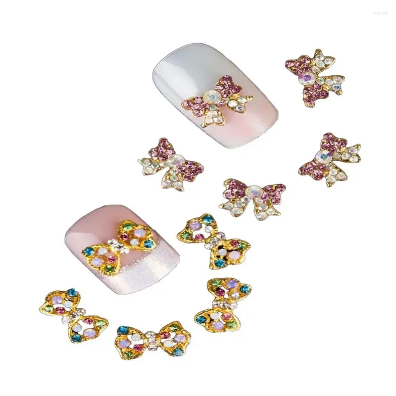 Nail Art Decorations 10 Pcs Fashion Multicolor 3D Rhinestone AlloyBowknot DIY Stickers Jewelry Pedicure Manicure Rhinestones Decoration