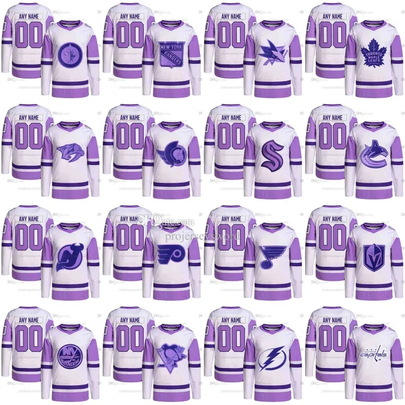 Hockey Fights Cancer Custom Jersey Roman Josi Jack Hughes Anders Lee Mika Zibanejad Connor McDavid Brady Tkachuk Carter Hart Sidney Crosby Matty Beniers Jerseys