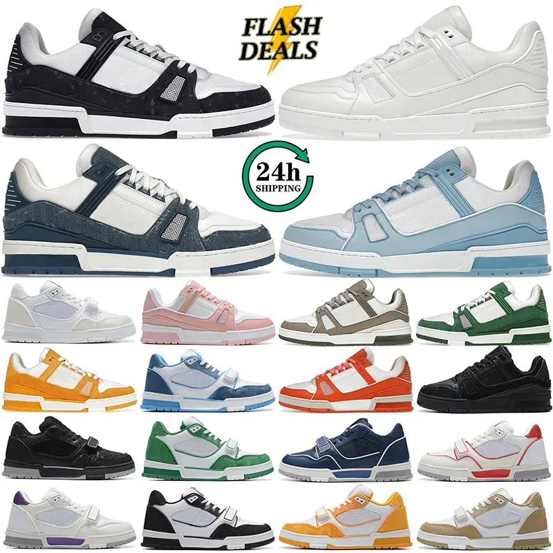 Top Series Designer di lusso Virgil Scarpe Trainer Sneaker Scarpe in rilievo Pelle Pelle Abloh Nero Bianco Verde Rosso Blu Scarpe denim Scarpe da donna da uomo Versione alta