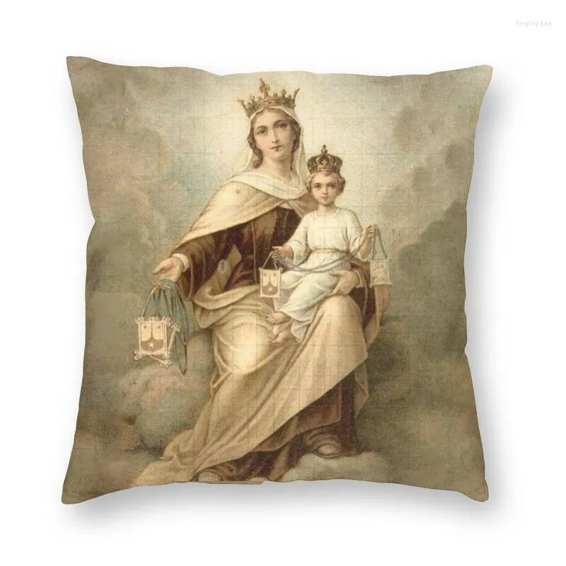 Kissen Vibrant Our Lady Of Mount Carmel Square Throw Cover Home Dekorative Katholische Jungfrau Maria für Wohnzimmer
