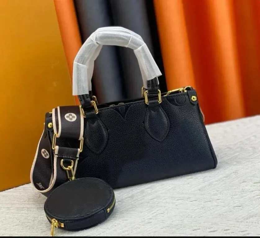 Women`s Onthego Designer bags handbags East West Luxury Cross body Bag Leather Shoulder Bags Crossbody Bag  Handbag Women`s Makeup Bags Purse Black Embossed 25cm