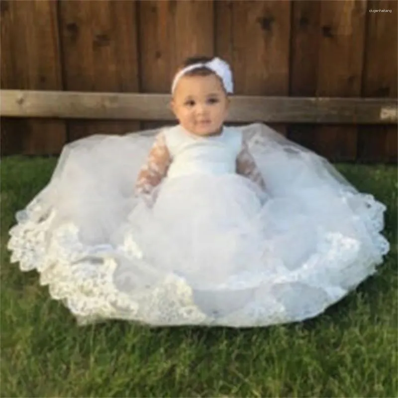 Girl Dresses Baby Christening Dress Baptism Lace Extra Long 1st Year Birthday Party Wedding Infant Clothing Princess Wear