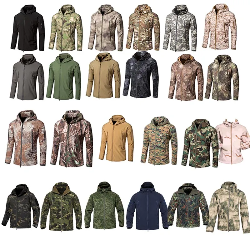 Outdoor Hoody Softshell Jacket Woodland Hunting Shooting Clothing Tactical Camo Coat Combat Clothing Camouflage NO05-201