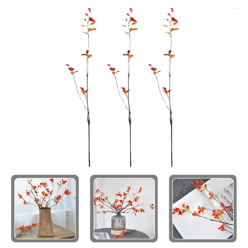 Decoratieve bloemen 3 stuks gesimuleerde twijgen bruiloft decoratie kunstblad tak slaapkamer hoofddeksels kantoor nep bladeren vallen plastic lay-out