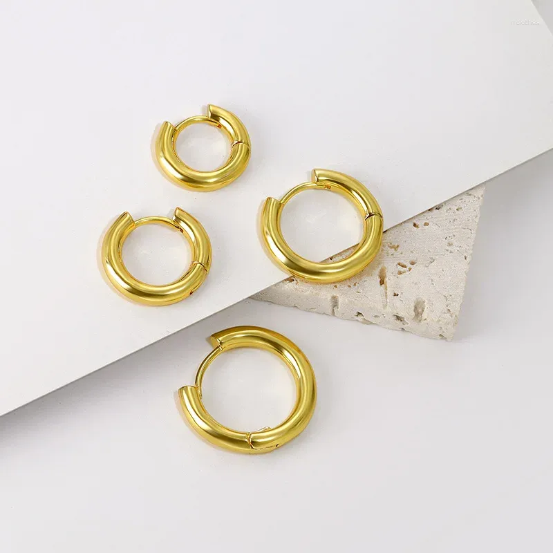 Hoop Earrings Gold Color Small Geometric For Women Girls Gift Wedding Engagement Party Smooth Ear Bone Buckle Accessories