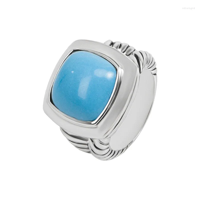 Clusterringen JADE ANGEL 14 mm turquoise ring voor vrouwen luxe grote twist kabelontwerp gepersonaliseerde sieraden accessoires feestbanket