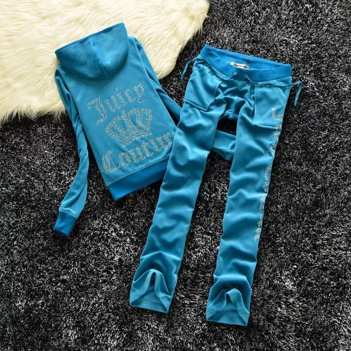 Dwuczęściowe spodnie kobiety Velvet Juicy dorthsuit kobiet coutoure set tort garnitur Couture Juciy Coture Sweatsuits Uh8u