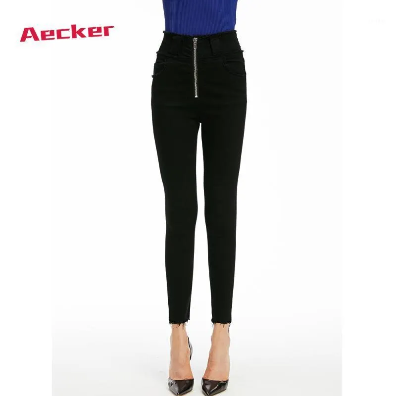 Damesjeans Aecker dames zwarte hoge wachtbroek voor dames mager sexy potlood elastische modebroek vrouw