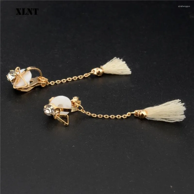 Dangle Earrings XLNT Fashion Bohemian Tassel Crystal Long White Fabric Drop For Women 2023 Jewelry