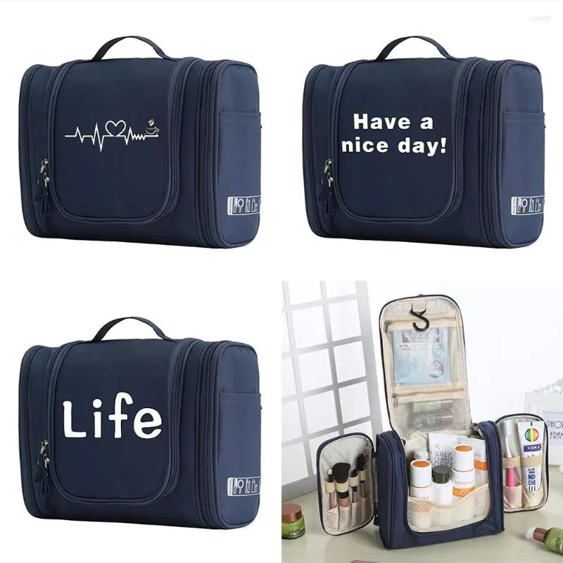 Cosmetic Bags Portable Travel Bag Organizer Food Series Print Cloth Underwear Toiletry Suitcase Makeup Hook Up
