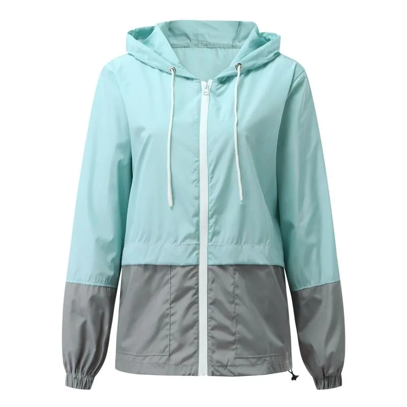 Vestes pour femmes automne femmes avec poche solide épissure couleur à manches longues vêtements d'extérieur décontracté dames lâche imperméable coupe-vent manteaux # G2