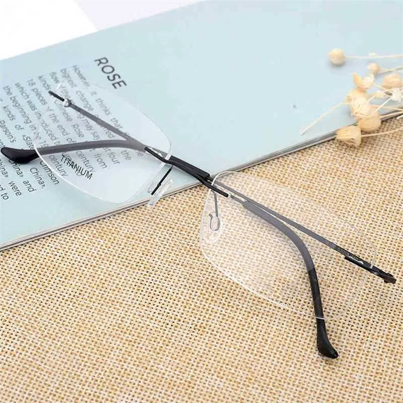 2023 Designer Glasögon Nya Rimless Clear Eye Glass Ram Fashion Män och kvinnor Vintage Optiska glasögon Transparent glasögonfyllningsrecept