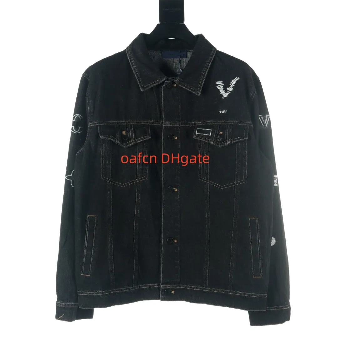 23SS Automne / Hiver Italien Paris Designer Veste en jean pour homme Casual Street Fashion Pocket Chaud Manteau à motif Damier géant pour hommes et femmes