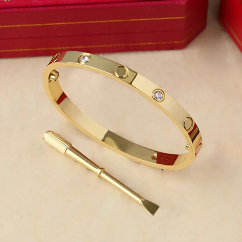 Złota bransoletka Kobieta Mężczyzna Projektant Boletka 6 mm i 4 mm tytanowa śruba stalowa Banless Para biżuteria z śrubokręgowcem Projektowanie bransoletki dla kobiet prezent bransoletki