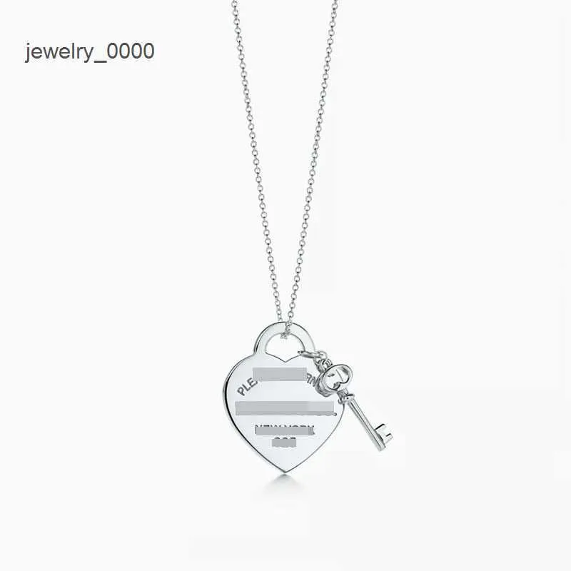 Tie Pendant and Classic Double Heart Plate T-home with Drip Glue s925 Diamond Plated Sterling Necklace Silver 1IWF