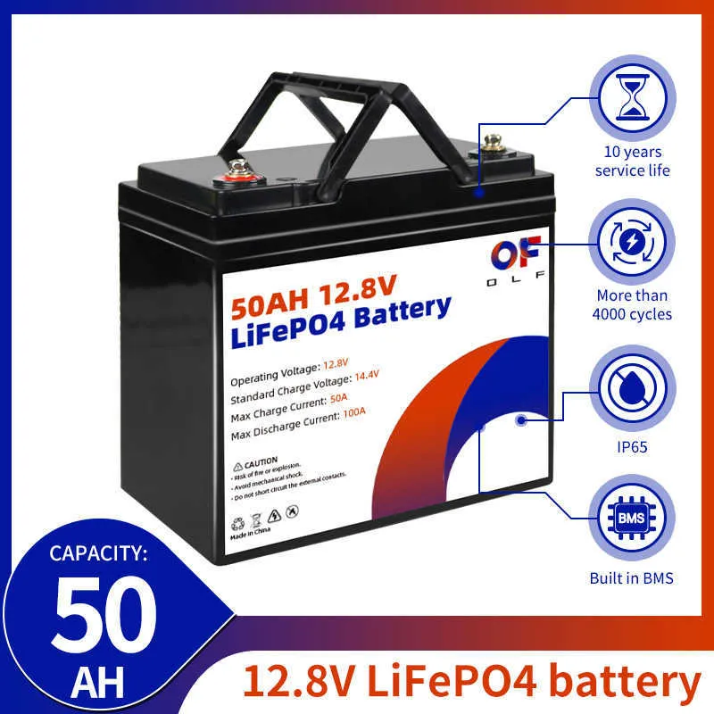 12V 100AH 200AH LiFePO4 Battery Built-in Bms Rechargeable 4000 Cycle For Rv Camper Golf Cart Off-road Off-Grid Solar Wind