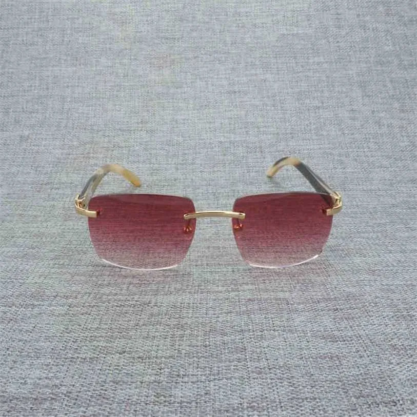 2023 óculos de grife de designer Modelo de madeira natural homens búfalo chifre sem aro óculos femininos acessórios de metal moldura Oculos Square Gafas para óculos de sol do clube