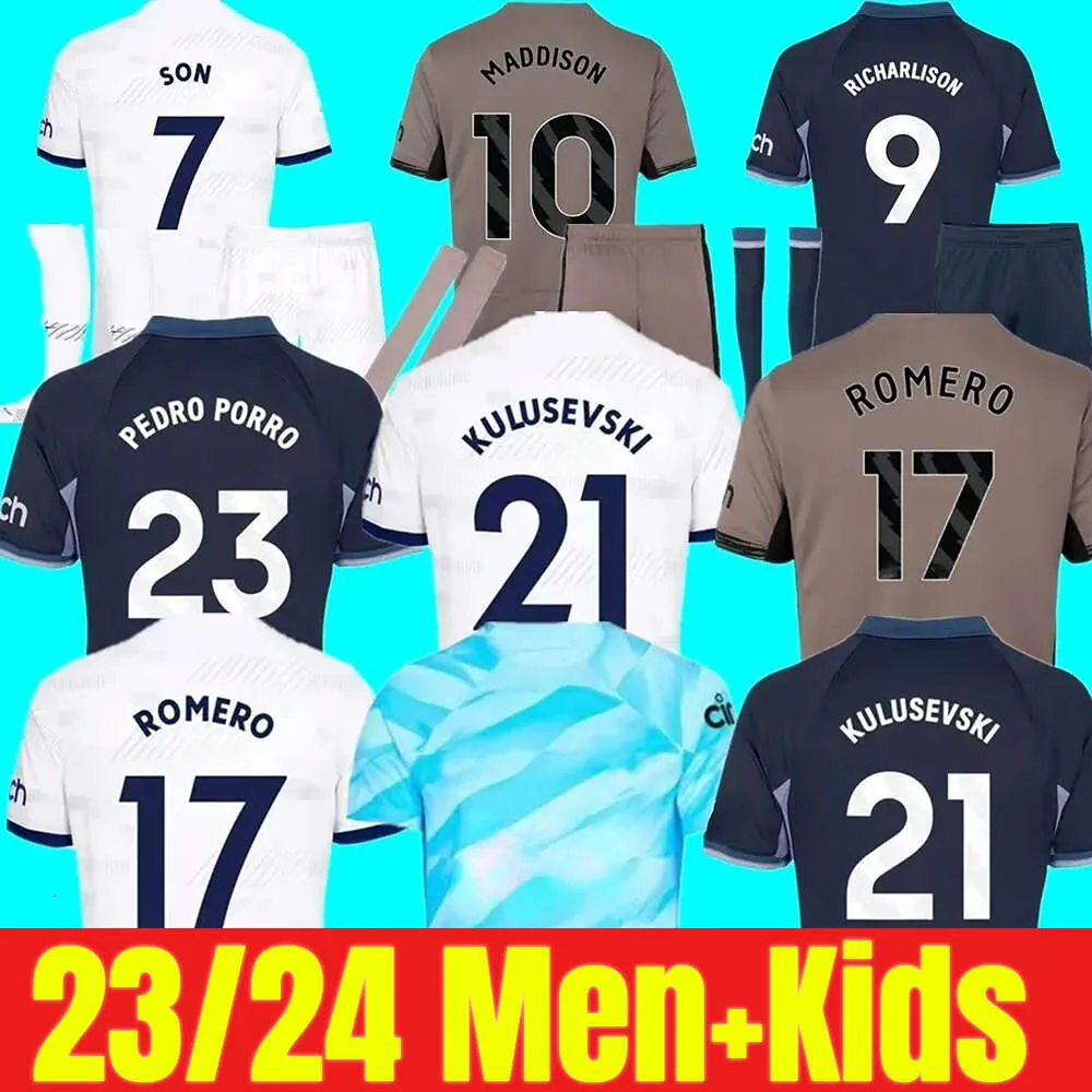 Maddison Son 23 24 Soccer Jerseys Kulusevski Richarlison Kulusevski 2023 2024 Romero Veliz Van Ven Bissouma Kit Shirt Spurs Top Men Kids Sets