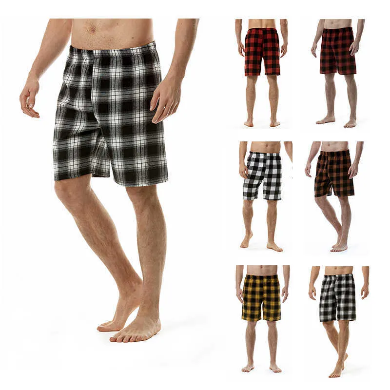 Men's Shorts Men's Solid Color Plaid Pajama Pants European Size Flannel Shorts Sport Shorts Wo Men's Short Swimsuit Short Man Swimsuits Gym Z0404