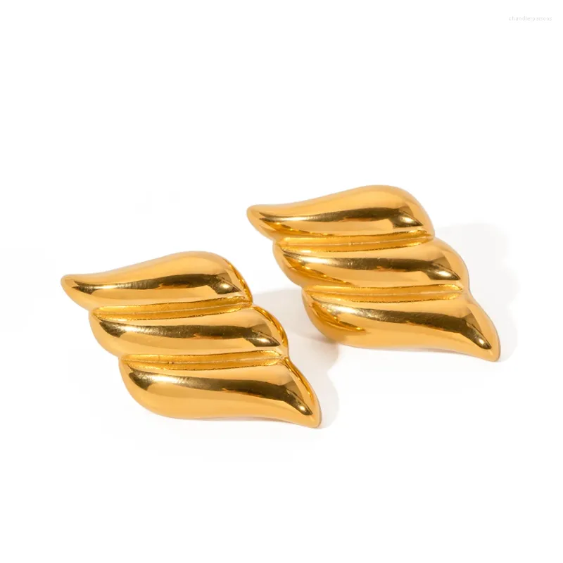 Boucles d'oreilles à tige Youthway exagérées en acier inoxydable vintage métallique simple brillant plaqué or 18 carats cadeau de fête bijoux tendance pour femmes