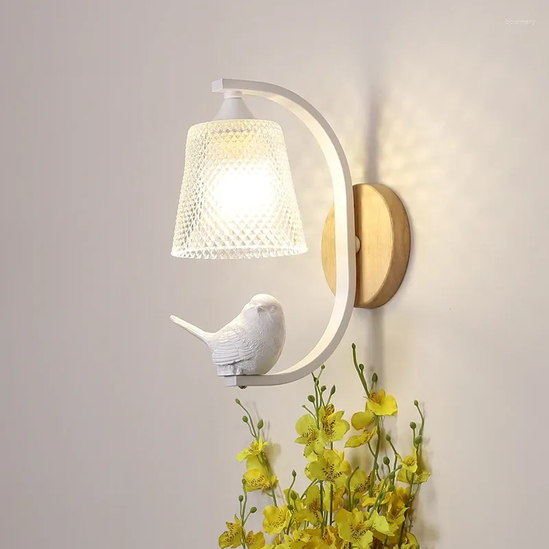 Lámpara de pared nórdica creativa para pájaros, sala de estar, escalera, pasillo, decoración, luces, personalidad, dormitorio infantil, mesita de noche
