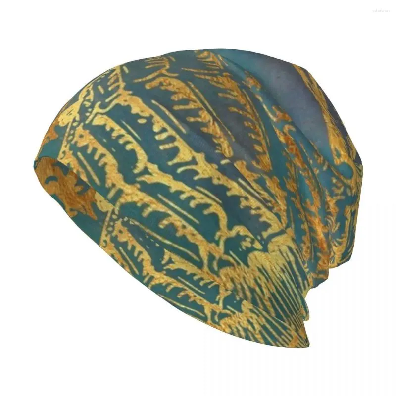 Береты Deep Sea Life V Золотой морской конек с текстурой океана Вязаная шляпа Кепка на заказ Дизайнерская солнцезащитная женская и мужская