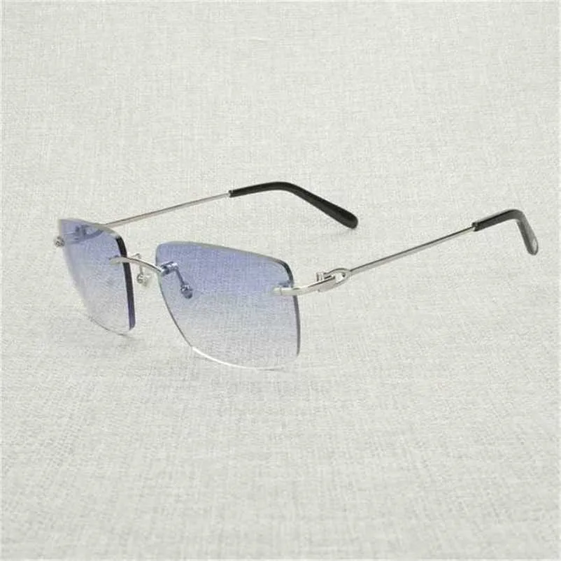 Mode Vintage sans monture hommes femmes cadre en métal carré lunettes nuances Oculos Gafas pour accessoires de Club en plein air 011B