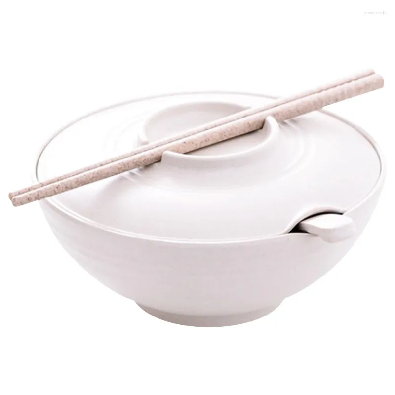 Kommen Instant Noodle Bowl Rijst Ramen Eetstokje Lepel Cover Choptick Bamboe Keuken