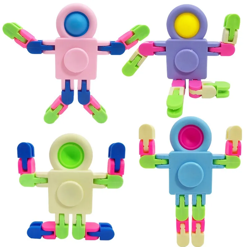 Finger Decompression Toys Bubbles Astronauts Chain Deformation Gyroscope Children Mecha Mechanical Versatile Rotate Robot