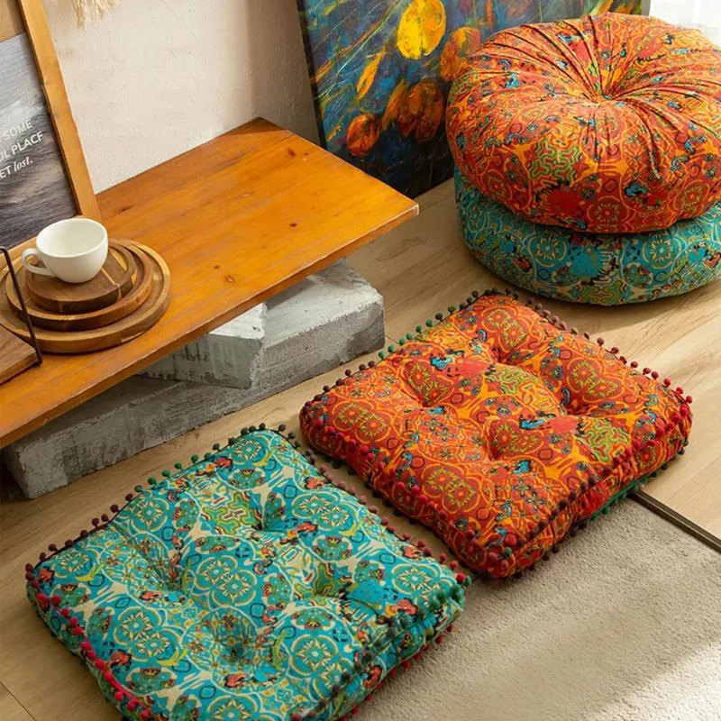 Kissen, marokkanischer Baumwoll-Leinenstoff, Boden, Futon, Tatami, Sofa, Erkerfenster, großer runder, verdickter quadratischer Stuhl