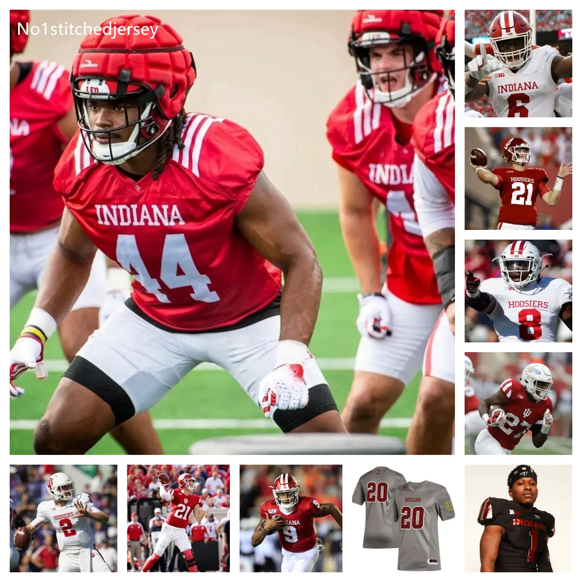 Indiana Hoosiers Football Jersey 92 Marcus Burris Jr. 2 Tayven Jackson 1 Donaven McCulley 8 Jaquez Smith 9 Jamier Johnson 3 Omar Cooper Jr. 7 E.J. Williams Jr.