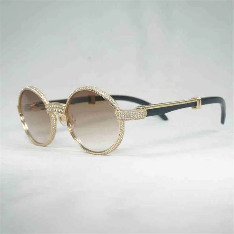 2023 Designer Glasses New Rhinestone Sunglasses Men Natural Buffalo Horn For Club Driving Tins Wood Oval Gafas Oculos Glasses