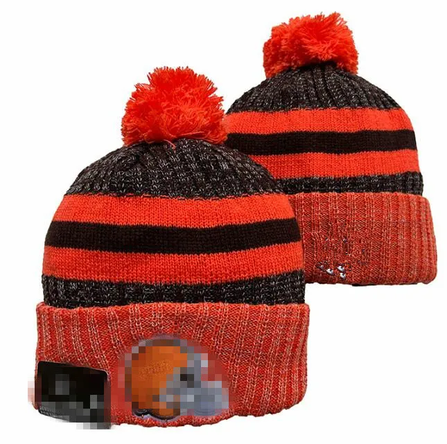 Homens de malha com punho pom cleveland beanies chi bobble chapéus esporte malha chapéu listrado lã lateral quente beanies boné para mulher a19