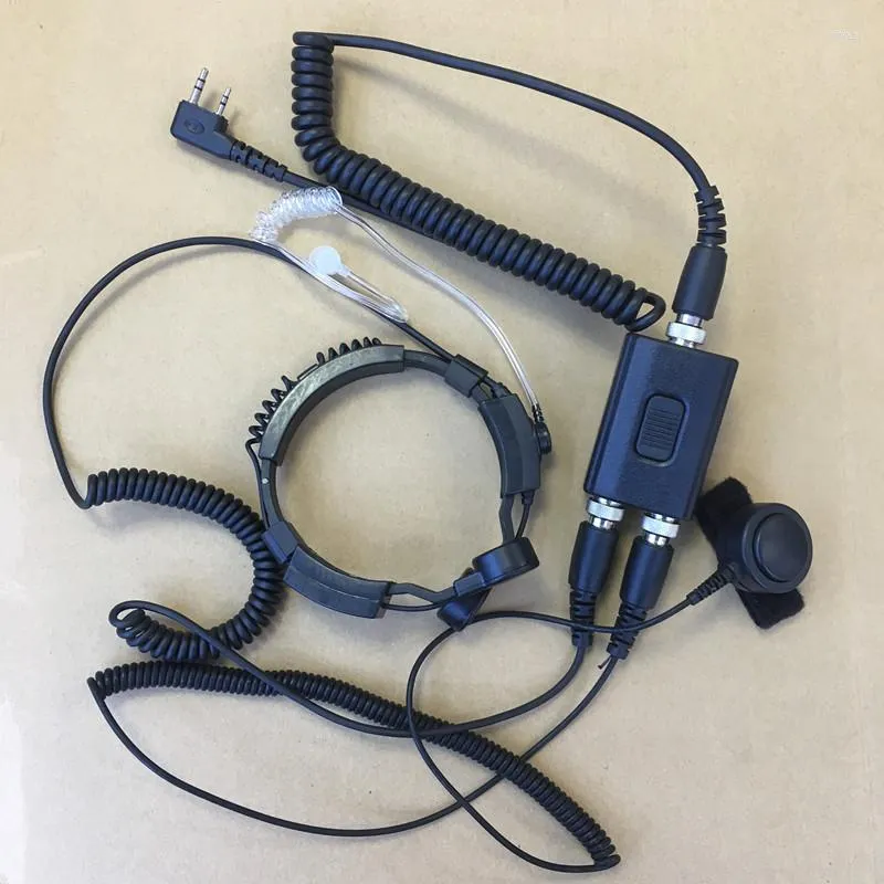 Walkie Talkie High Sensitive Troat Control Mic Casque à casque Double PK Plux 2 broches pour baofeng Puxing Quansheng, etc.