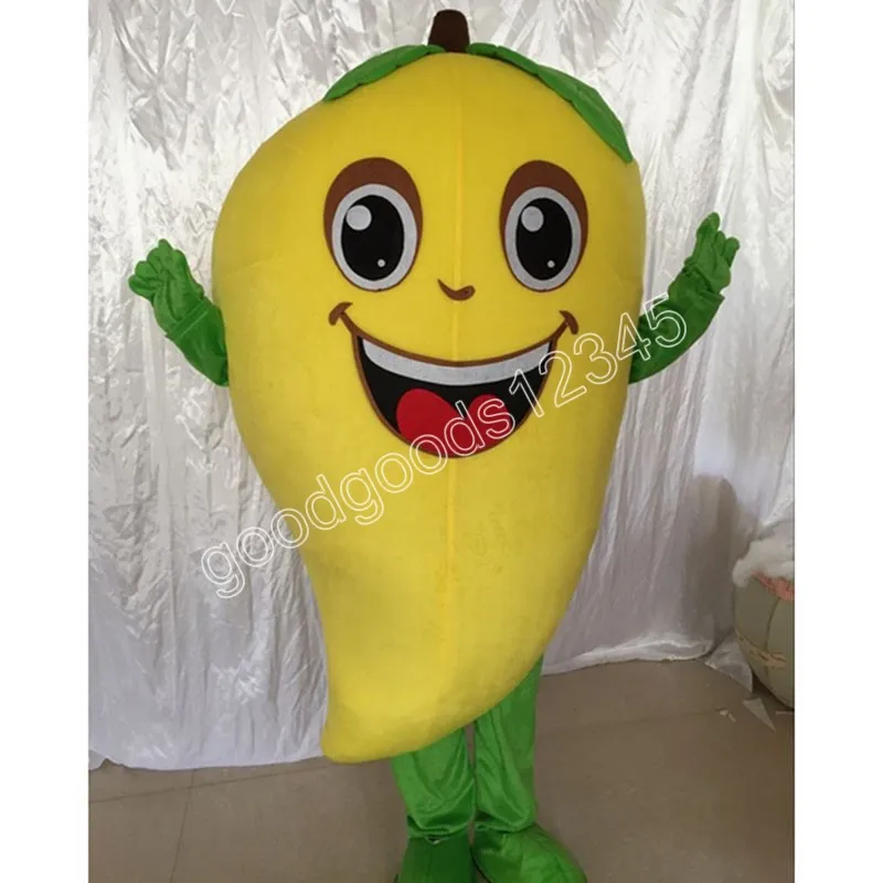Volwassen grootte mango fruit mascotte kostuums halloween fancy feestjurk stripfiguur carnaval xmas reclame verjaardagsfeestje kostuum outfit