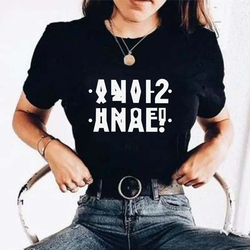 Damskie tshirt moda rosyjska druk literowa Tshirt z koszulą analną śmieszne kobiety